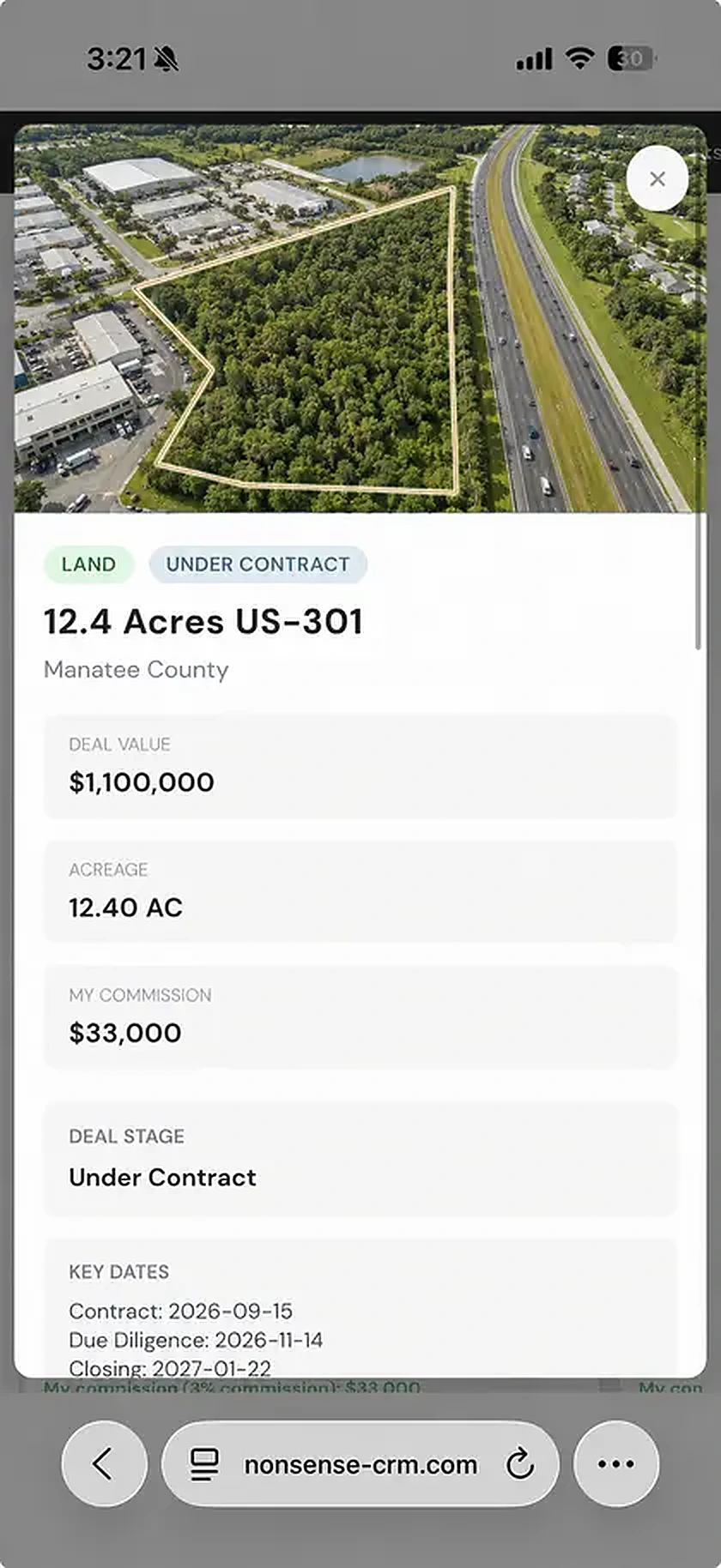 Mobile deal detail view using fictional values and dates